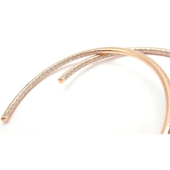 Authentic! Cartier Juste un Clou 18k Rose Gold Diamond Nail Hoop Earrings Paper - Picture 5 of 12